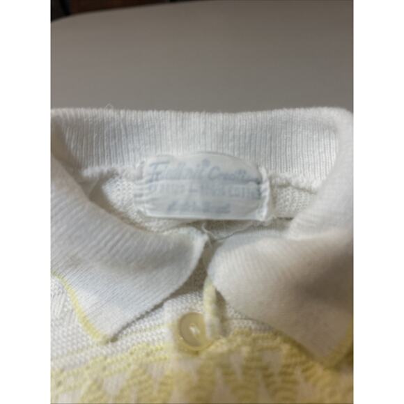 VTG Infant Cardigan Sweater Friedknit Creations White With Yellow Trim - Picture 7 of 7